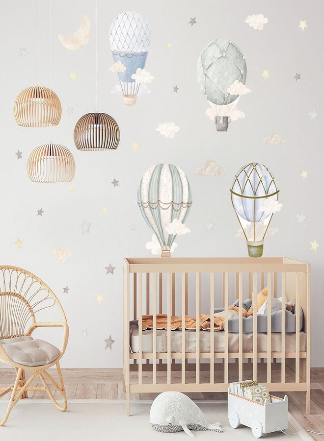 YIMEHDAN Watercolor Hot Air Balloon Wall Decals, Stars Clouds Balloon Vinyl Wall Stickers, Peel and Stick Colorful Artwork for Nursery Bedroom Toddler Room Playroom Decor - Image 4